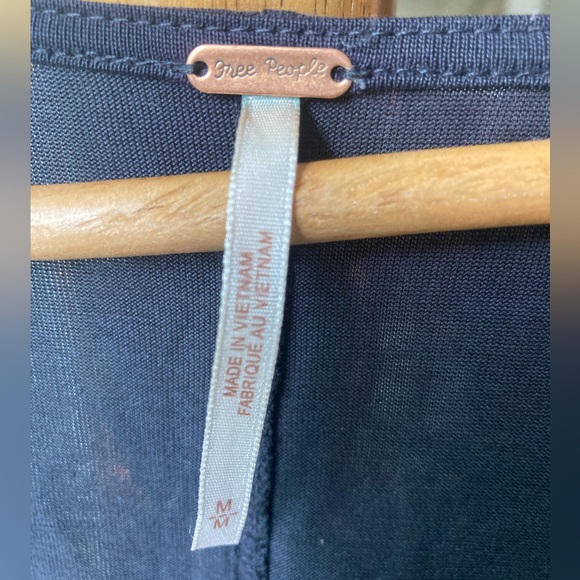 Free People Open Front Layering Long Sleeve Flowy Boho Black Top (M) - Picture 3 of 7